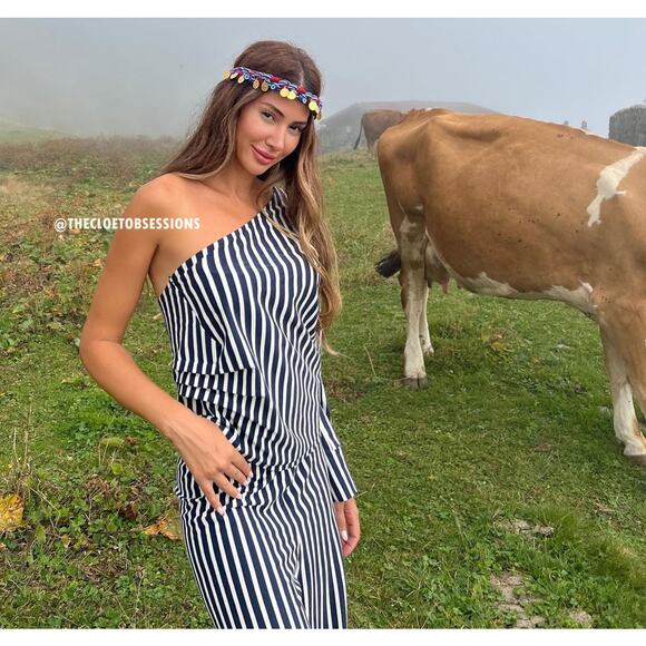 ZARA Striped Co Ord Set NWT | Asymmetric One Shoulder Top + Wide Leg Pants - Picture 10 of 16